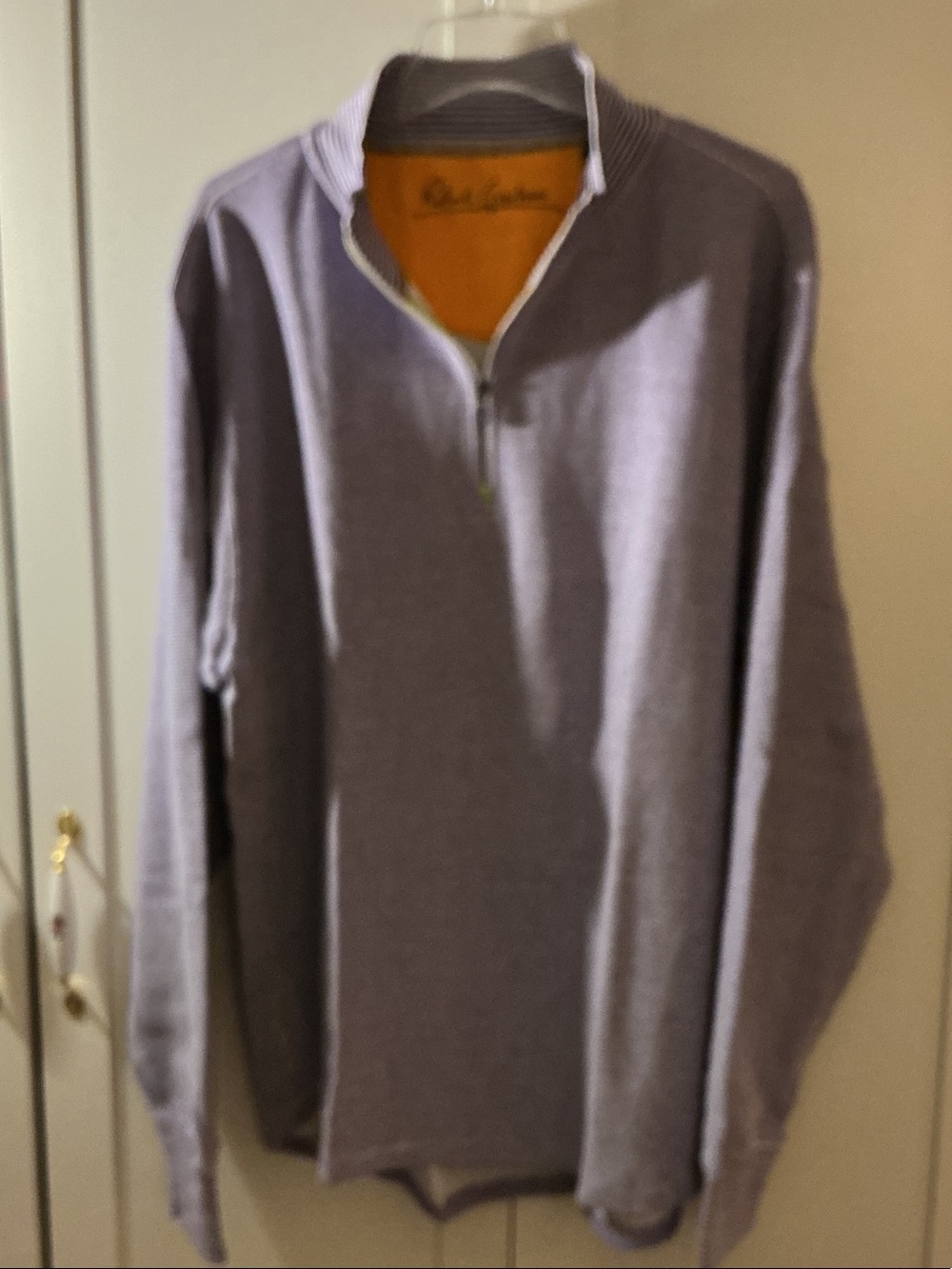 Robert Graham Lavender Quarter-Zip Sweater with Orange Contrast